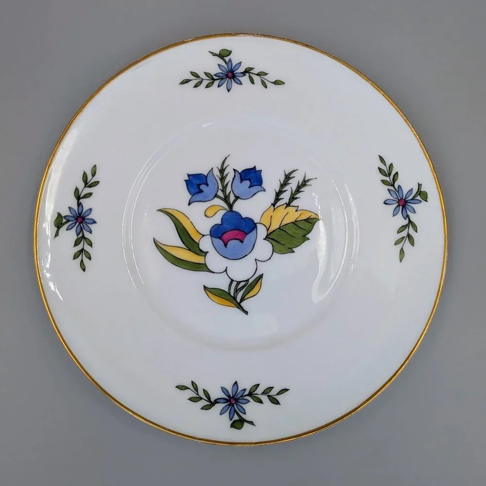 Antique Royal Copenhagen Folk Art Floral Porcelain Plate - 